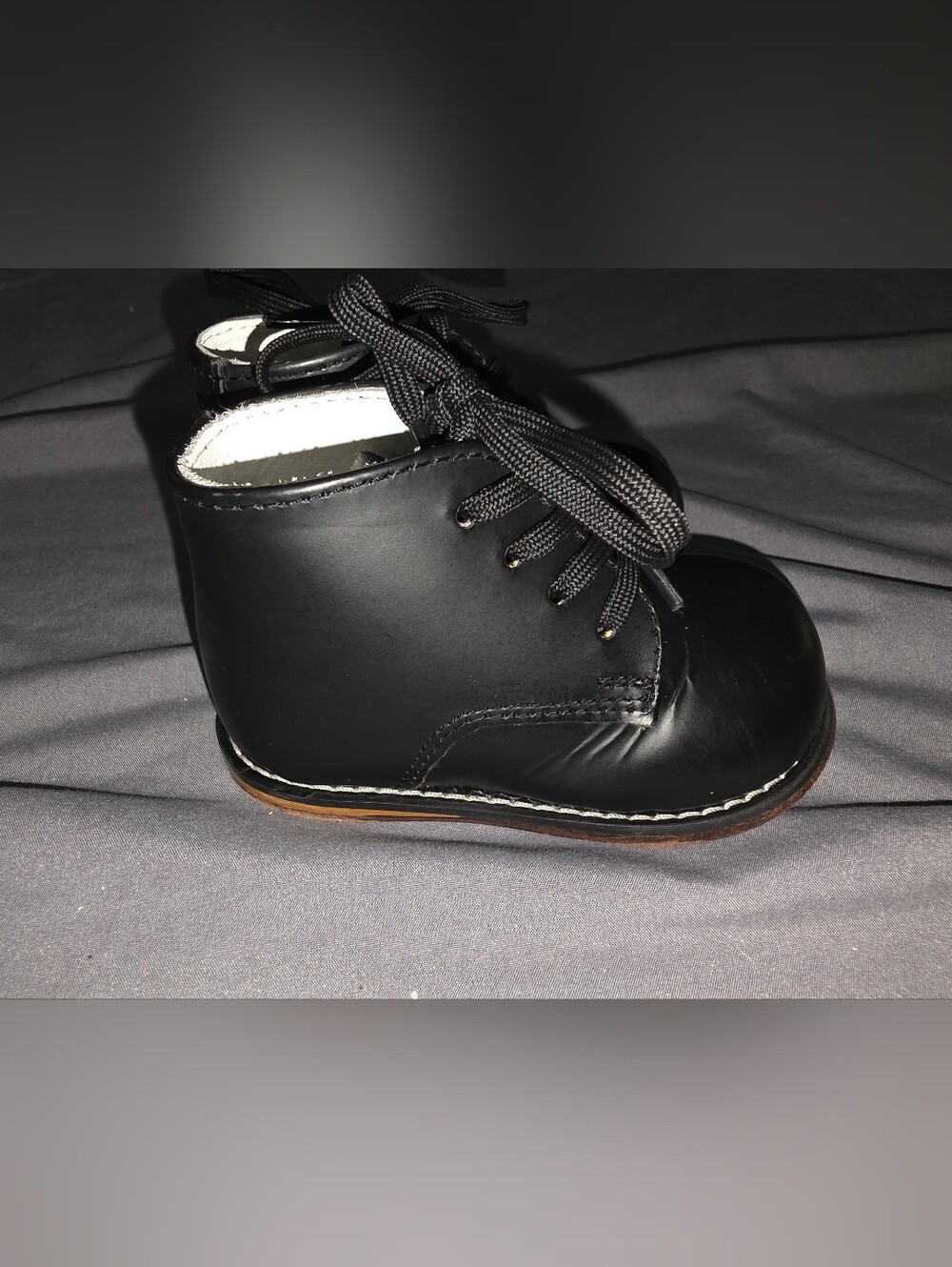 Josmo Black Leather Lace-Up Kids Boot